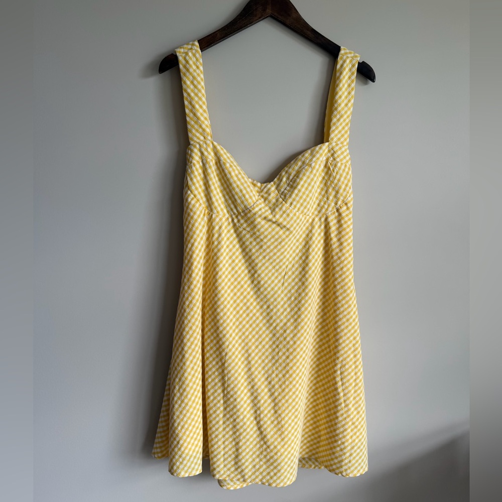 princess polly yellow & white gingham dress